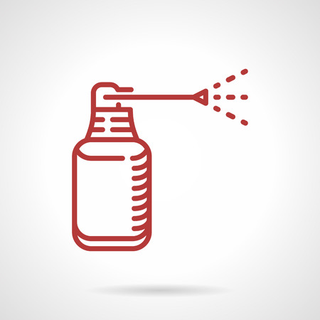 Red simple line vector icon for anesthetic spray. Supplies for tattoo parlor, medical cabinet. Design element for business and websiteのイラスト素材