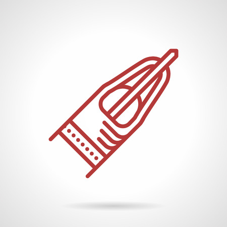 Red simple line vector icon for tip with needle for tattoo machine. Supplies and accessories for tattoo parlor or shop. Design element for business and websiteのイラスト素材