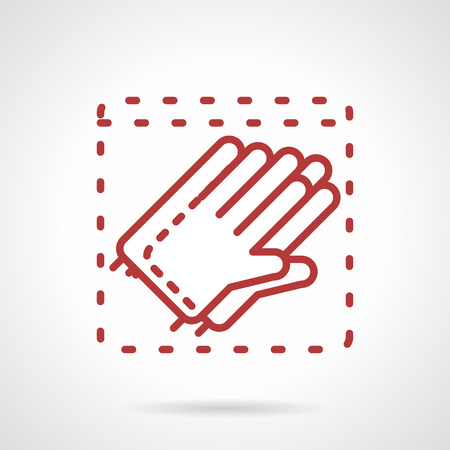 Red flat line style vector icon for sterile gloves. Necessary supplies for doctor, lab, tattoo master. Design elements for business and websiteのイラスト素材