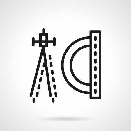 Black line style vector icon for geometry. Compass and protractor. Education sign, school supplies and accessories. Elements of web design for business or website.のイラスト素材