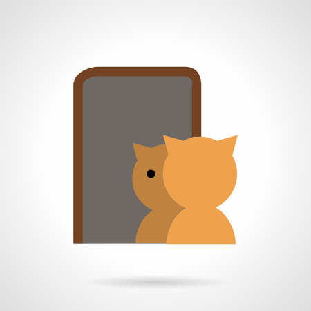 Red cat reflected in a mirror. Flat style vector icon. Pets selfie concept. Elements for web design and businessのイラスト素材
