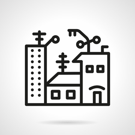 Group of apartment houses. Simple line vector icon. Residential development in town. Design symbols for website and business.のイラスト素材