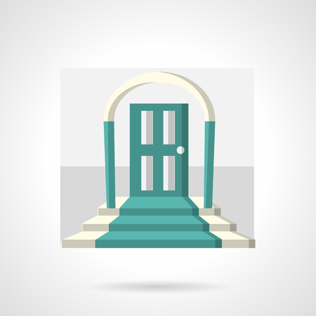 Abstract flat color style vector icon for property. Blue doors, arch, stairs with blue carpet. Elements of web design.のイラスト素材