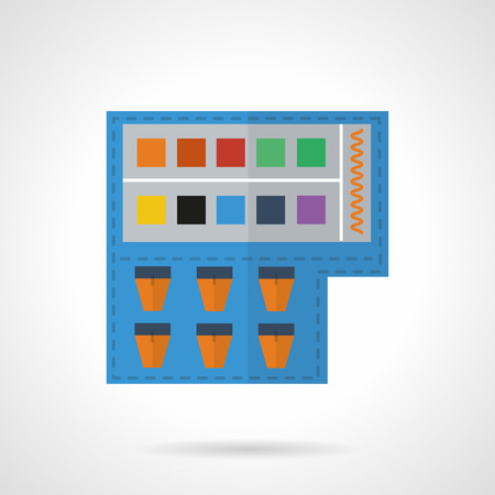 Set of colorful watercolor and gouache paints. Flat color style vector icon. Items for art, painting, drawing. Design symbols for business and website.のイラスト素材
