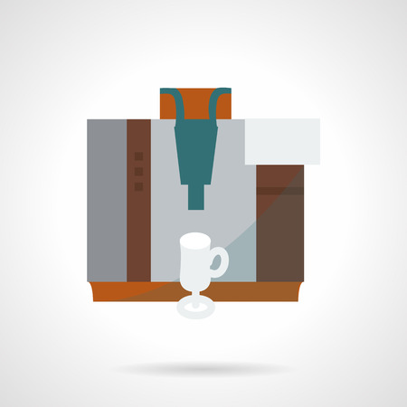 Coffee making equipment flat color style vector icon. Machine for preparing aroma coffee drinks with white cup. Elements of web design for business.のイラスト素材