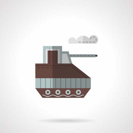 Brown unmanned toy tank. Radio controlled vehicles. Flat color style vector icon. Single web design element for site or mobile app.のイラスト素材