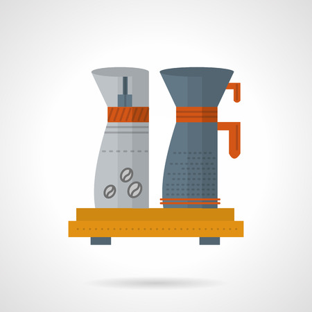 Coffee making equipment with beans grinder and coffee potのイラスト素材