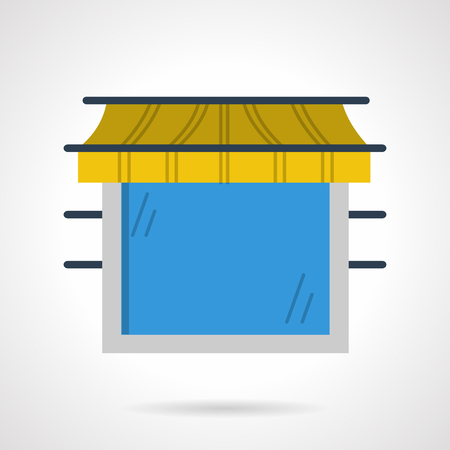 Large blue window with yellow awningのイラスト素材