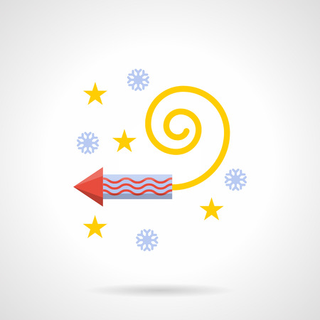 New Year celebration accessories. Colorful fireworks. Flat color style vector icon. Single web design elements for business, app, website.のイラスト素材