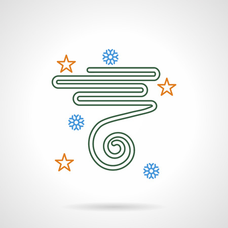 Celebration accessories, decoration. Confetti, stars and snowflakes. Christmas party. Flat color line vector icon. Buttons and design elements for website, mobile app, business.のイラスト素材