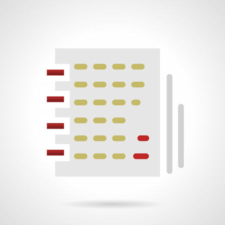 Abstract ring notebook with pen. Article writing. Journalism, media, news symbol. Flat color style vector icon. Single web design element for mobile app or website.のイラスト素材