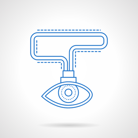 Lace with eye badge. Search of people, human resource, personnel. Headhunting symbol. Observation. Blue flat line style vector icon. Single web design element for mobile app or website.のイラスト素材