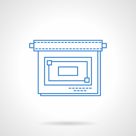 Online business presentation. Roller board with project. Flat blue line style vector icon. Single web design element for mobile app or website.のイラスト素材