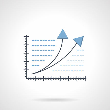 Chart or diagram with two up arrows. Business, social or media rating. Development and growth. Flat color vector icon. Single web design element for mobile app or website.のイラスト素材