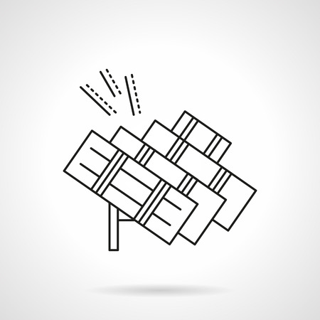 Alternative energy concept. Solar power panel, battery. Black flat line style vector icon. Single web design element for mobile app or website.のイラスト素材