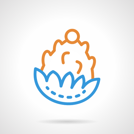 Abstract simple orange and blue line pine cone. Decoration element for Christmas wreath. Vector icon. Single web design element for mobile app or website.のイラスト素材