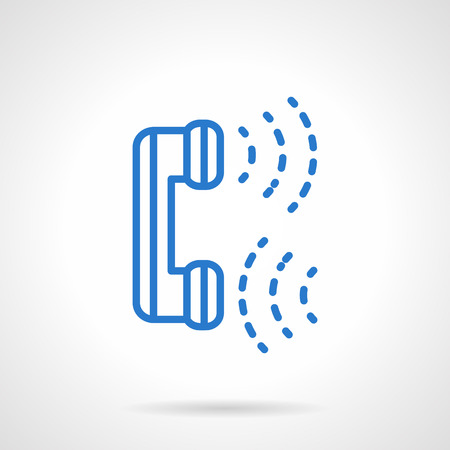 Sound from phone handset. Telecommunication business. Contact and service button. Blue simple line style vector icon. Single web design element for business, site, app.のイラスト素材