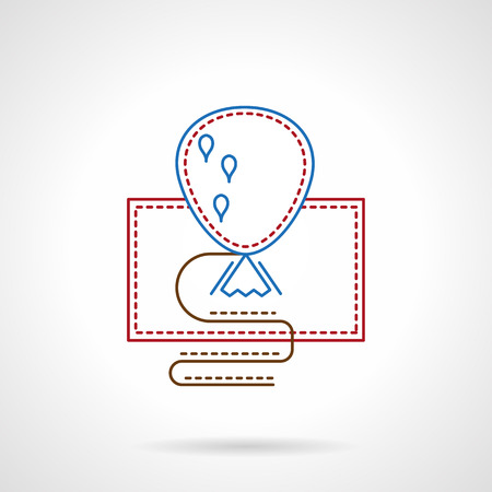 Round festive bauble in a frame. Party decorations. Thin color line style vector icon. Single web design element for business, site, app.のイラスト素材