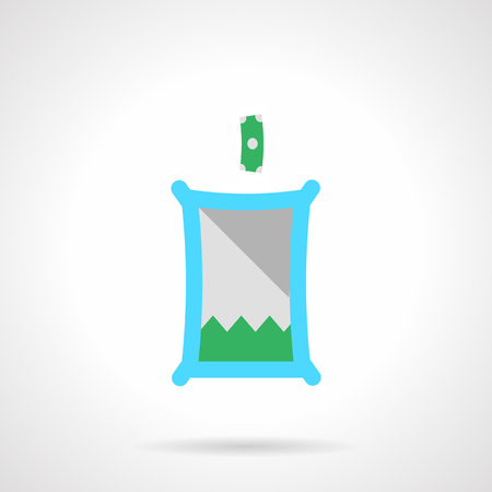 Donation concept. Putting money bill in to donation box. Charity and fundraising. Crowdfunding, investing to startup. Flat color style vector icon. Element for web design, business, mobile app.のイラスト素材