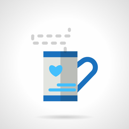 Love tea symbol. Tea cup gift for friend or beloved. Warm wish. Valentines Day series. Vector icon flat style blue color. Element for web design, business, mobile app.のイラスト素材