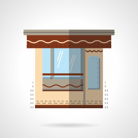 Stall or kiosk. Trading and market place. Storefronts and showcases. Vector icon flat color style. Web design element for site, mobile and business.のイラスト素材
