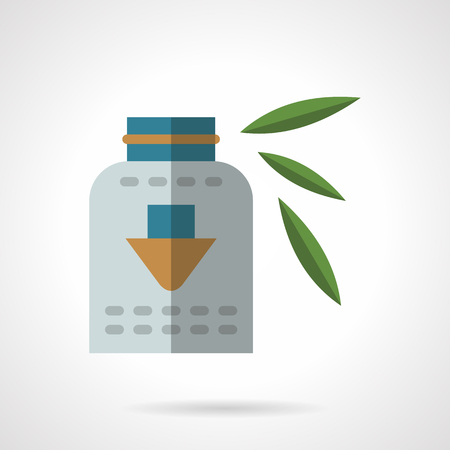 Can with organic dietary supplements. Healthy menu. Vector icon flat color style. Web design element for site, mobile and business.のイラスト素材