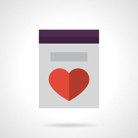 Happy Mothers Day greeting card. Postcard with purple element and red heart. Love wishes. Flat color style single vector icon. Web design element for site, mobile and business.のイラスト素材