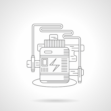 Sport supplement jar and skipping rope. Fitness and dieting theme. Single detailed flat line style vector icon. Web design elements for business, site, mobile app.のイラスト素材