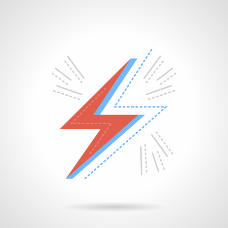 Lightning bolt red sign. Power symbol. Saving energy concept. Vector icon flat color style. Web design element for site, mobile and business.のイラスト素材