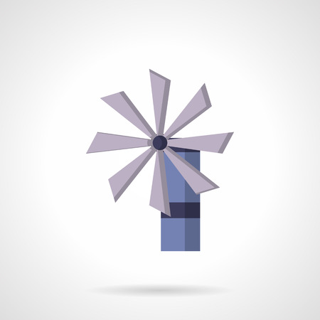 Purple windmill. Eco friendly power sources and energy. Alternative electric power production. Vector icon flat color style. Web design element for site, mobile and business.のイラスト素材