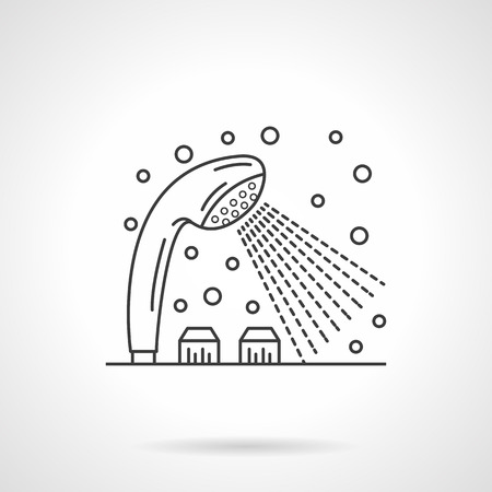 Bathroom equipment. Tap or shower dispenser with cold and hot water. Flat line style single vector icon. Element for web design, business, mobile app.のイラスト素材