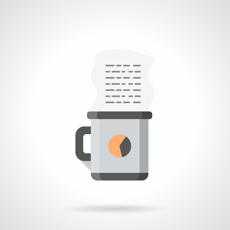 Gray coffee or tea cup with color round diagram and text under a cup. Management. Coffee break. Flat color style single vector icon. Element for web design, business, mobile app.のイラスト素材