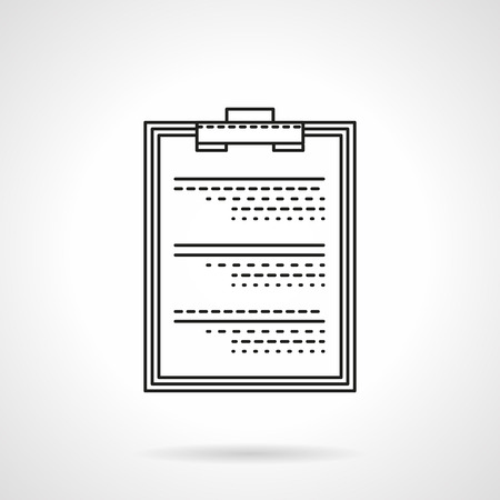 Clipboard with exam paper. Medical exam. Office supplies. Single flat thin line style vector icon. Element for web design, business, mobile app.のイラスト素材