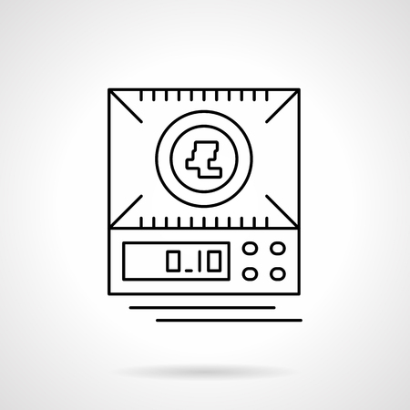 A top view of digital scales or electronic balance. Equipment for small weights measurement. Single flat thin line style vector icon. Element for web design, business, mobile app.のイラスト素材