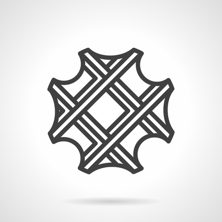 Figured waffle with stripes. Dessert menu. Bakery and pastry. Vector icon simple black line style. Single design element for website, business.のイラスト素材