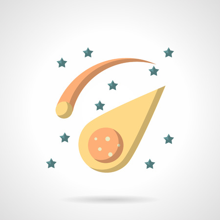 Outer space objects. Stars, comets and asteroids. Space research. Science and education. Astronomy symbol.  Flat color style vector icon. Web design element for site, mobile and business.のイラスト素材