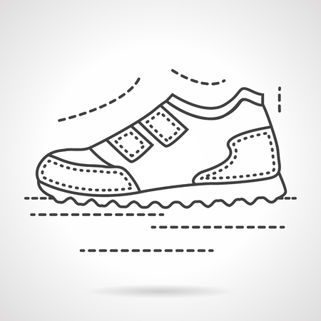 Activity lifestyle. Sports footwear. Single sneaker without laces. Accessories and outfit for sport. Flat line style vector icon. Single design element for website, business.のイラスト素材