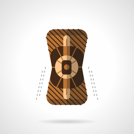 Brown knee pad for longboarding, skateboarding or roller skating. Sport accessories and outfit. Activity lifestyle. Flat color style vector icon. Web design element for site, mobile and business.のイラスト素材