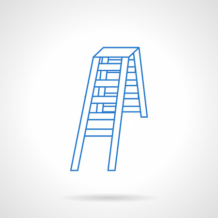 Equipment for household or construction. Double folding ladder. Flat blue line style vector icon. Single design element for website, business.のイラスト素材
