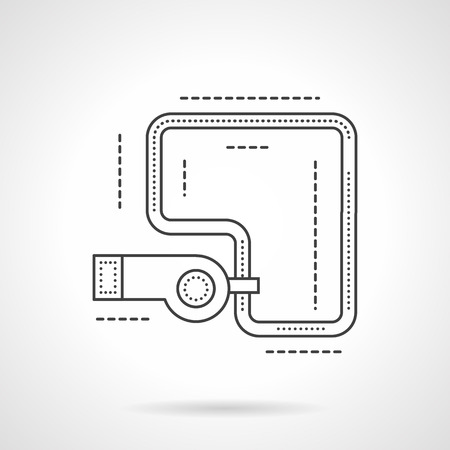 Accessories for defense, sport referee, trainers. Whistle with lace. Flat line style vector icon. Single design element for website, business.のイラスト素材