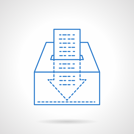 Box for contributions and abstract arrow shaped paper check. Charitable foundations. Humanitarian assistance, volunteering. Flat line style vector icon. Single design element for website, business.のイラスト素材