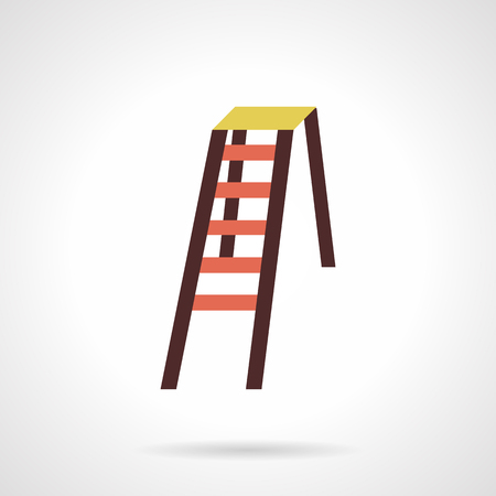 Lightweight portable ladder installed without a support of wall. Equipment for carrying out various works. Flat color style vector icon. Web design element for site, mobile and business.のイラスト素材