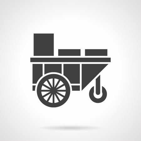 Street trading cart or trolley. Summer street sale of cold drinks. Mobile bar for festivals, coast, park. Symbolic black glyph style vector icon. Element for web design and mobile.のイラスト素材
