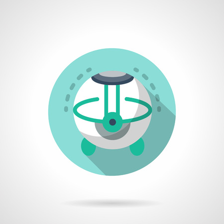 White round humidifier with long shadow. House climatic equipment and appliances for control humidity, air purity. Blue flat color style vector icon.のイラスト素材
