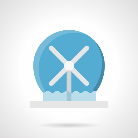 Round or rotating fountain system. Water show for summer entertainment, garden party, parks and interior decoration. Flat color design vector icon.のイラスト素材