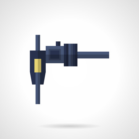 Blue mechanic meter gauge with handle and sliding head. Caliper, vernier. Tool to measure with high precision. Flat color style vector icon.のイラスト素材
