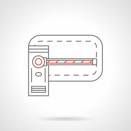 Closed road barrier. Automatic barriers of private and public places, traffic restrictions. Flat black and red line vector icon.のイラスト素材