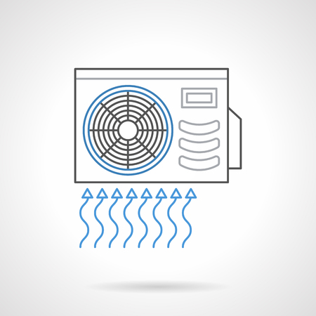 Outdoor unit of air conditioner, split system. Device for wall mount for air intake, cooling and cleaning. Climate technics. Flat line style vector icon.のイラスト素材