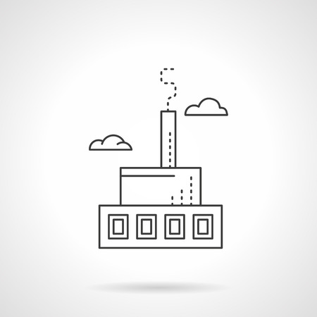 Manufacturing building and facilities. Ski production factory. Industry of sport items. Flat line style vector icon.のイラスト素材