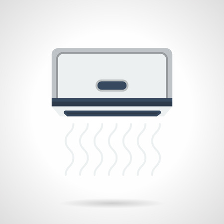 Blowing gray air conditioner. Climatic equipment for office, home and store. Electrical appliances installing service. Flat color style vector icon.のイラスト素材